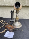 Potbelly Candlestick Telephone with beveled edge transmitter marked 