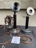 Pair of early 1900s candlestick telephones Western Electric & Leich