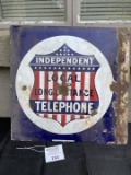 Independent Local and Long Distance Telephone Porcelain Sign
