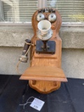 Oak Stromberg Carlson McKinley Wall Telephone with Porcelain Mouthpiece
