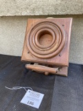 1880s primitive wooden wall pull out string telephone
