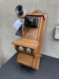 North Electric TOP LOADER Oak wall telephone