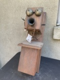 unknown late 1890s double box wooden wall telephone