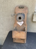 Stromberg Carlson unique fiddleback oak wall telephone with embossed faceplate