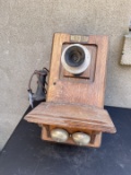 Baird Midget Phone Oak Wooden Wall Telephone