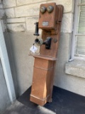 The Modern Telephone Co. Indianapolis Indiana Oak Tandem wall telephone