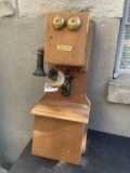 Chicago Telephone Supply Co. Oak double box wall telephone