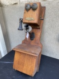 Kellogg Switchboard & Supply Co. Chicago Oak wooden wall telephone