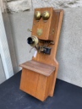 American Electric Telephone Co. Chicago Oak wall telephone with swingaway arm