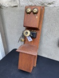 1896 Stromberg Carlson Oak double box telephone with Nickel bottom receiver