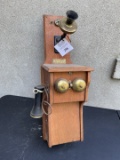Oak Chicago Telephone Supply Company fiddleback with beveled edge Chicago transmitter