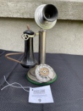 nickel Automatic Electric Co Chicago IL step base candlestick telephone with Mercedes Dial