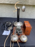 Paris France early Candlestick Telephone and ringer boxes