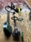 Two weedeaters and one gas powered blower