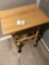 Portable Oak tv tray on wheels
