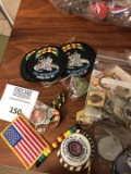 Large group of unique military pins and patches