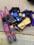 Group of Obrien water skiis and other water sports items