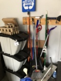 Large group of garage items and useful tools, tubs