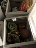 Outdoor deck storage bins