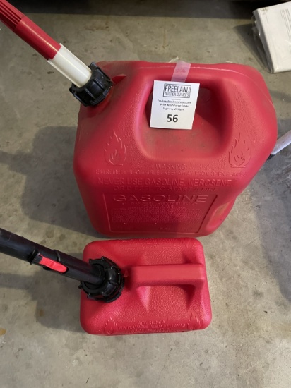 Two different size gasoline containers with spouts