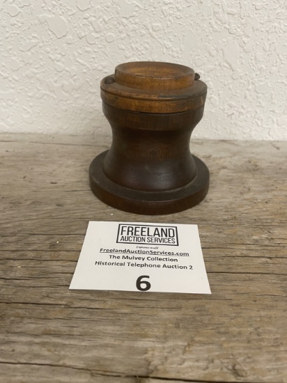 1880s round wooden string telephone part