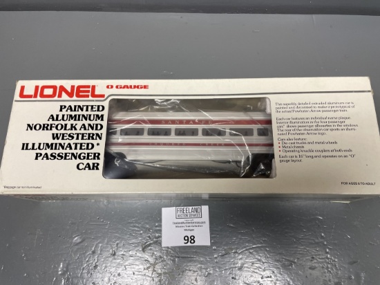 Lionel O Gauge Painted Aluminum Norfolk & Western Passenger Car