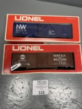 Pair of Norfolk & Western Lionel Box Cars