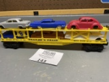 Trailer and Train auto transport rail car with vehicles