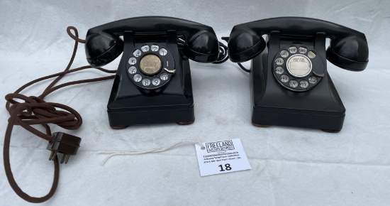 Pair of Western Electric Metal model 302 desk telephone