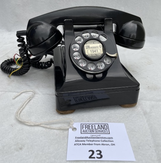 1940 Western Electric Metal model 302 desk telephone with University number card