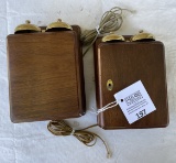 Pair of Wooden telephone extension bell boxes restored with modular plugs