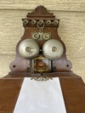 JYDSK Antique Telephone TELEFON AKTIESELSKAB wooden wall phone