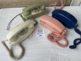 FOUR 1960s colorful desk telephones Princess, Trimline and Starlight
