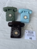 THREE Western Electric Salesman Sample Telephones BROWN, BLUE, Green
