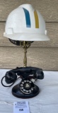 1930s Western Electric model 202 desk telephone LAMP with Bell System hard hat