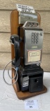 1969 Bell System 3 slot touch tone payphone on wooden bracket