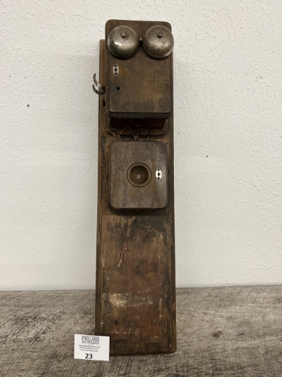 1890s wooden wall telephone with Blake style transmitter