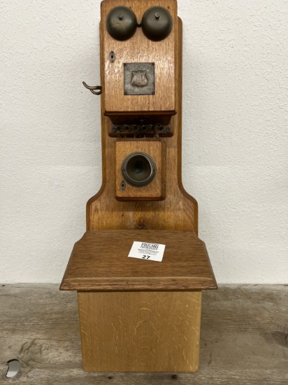 1890s OAK American Electric 3 Box wooden wall telephone