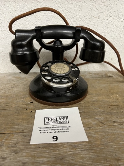1920s Stromberg Carlson round base desk telephone with tall neck