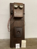 Unusual early 1880s unmarked Blake transmitter on rare wall telephone