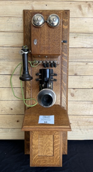 Western Electric OAK mini-tandem wall telephone 35" with Bell Long Pole