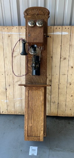 Western Electric 50" Oak SUNBURST Tandem MUSEUM QUALITY TELEPHONE!