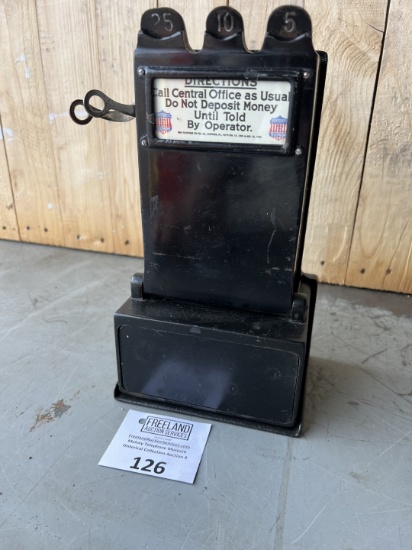 Gray Pay Station payphone coin collector telephone