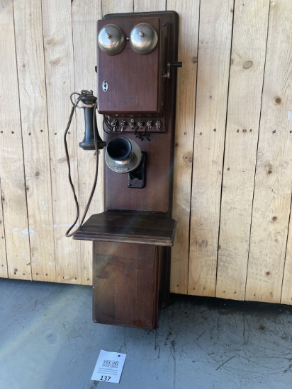 1880s Western Electric 2 Box Walnut Telephone w/7 Digit Transmitter