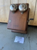 1884 walnut Western Electric magneto ringer box with crank