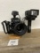 Vintage MAMIYA Press style camera with SUNPAK Auto 522 Thyristor Flash