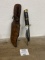 Large handmade Layered Leather Handle BOWIE/Fighting Knife, very heavy with leather sheath