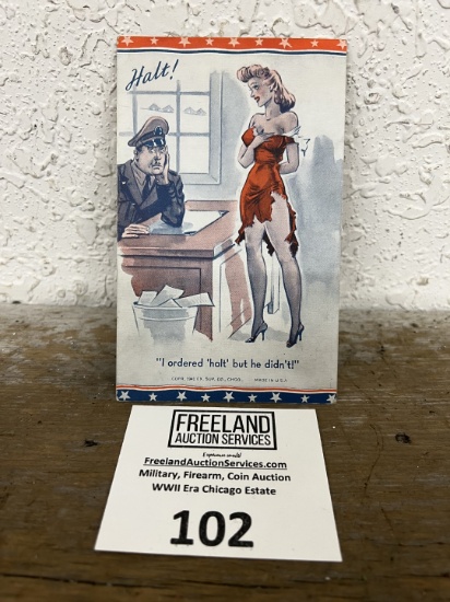 WWII era "HALT" risque Post Card "I ordered 'halt' but he didn't"