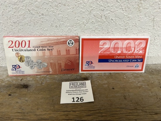 2001 and 2002 United States Mint Uncirculated Coin Sets