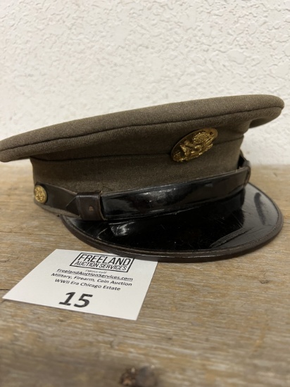 WWII Bancroft USAAF US Army Air Officers Military Visor Crusher cap